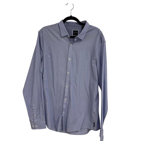 Armani Exchange Long Sleeve Blue White Button Down Shirt Men’s X-Large - Picture 1 of 6